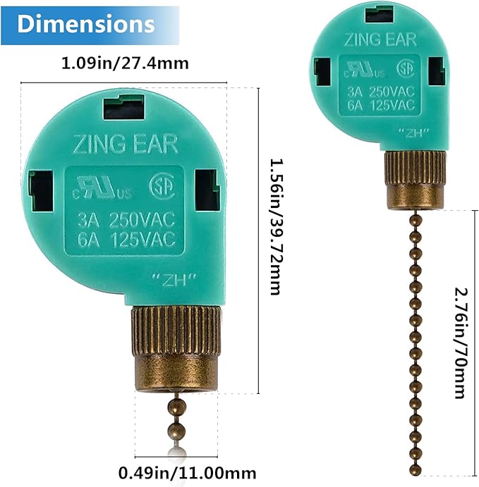 Ceiling Fan Switch ZE-268S6, Ceiling Fan Pull Switch, 4 Wire Fans Accessories - Image 4