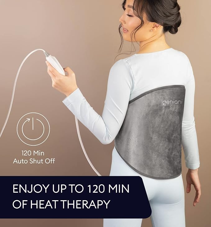 GENIANI Electric Heating Pad for Back Pain & Cramps Relief, Adjustable Strap - Image 5