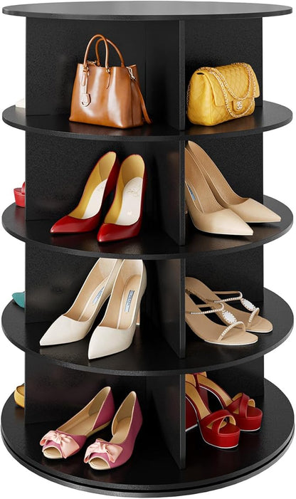 SpaceAid 4 Tier Rotating Shoe Rack Tower, Spinning Shoe Display Lazy Susan by SpaceAid