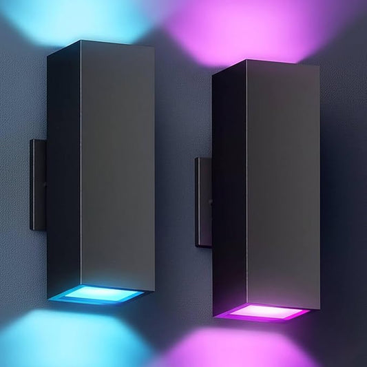 KIZON Smart Porch Lights 2 Pack, Modern Dusk to Dawn Exterior Lighting Fixtures by KIZON