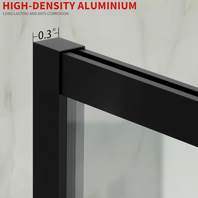 36W*74H Inch, Bathroom Framed Fixed Shower Glass Panel, 5/16" Thick Clear - Image 4