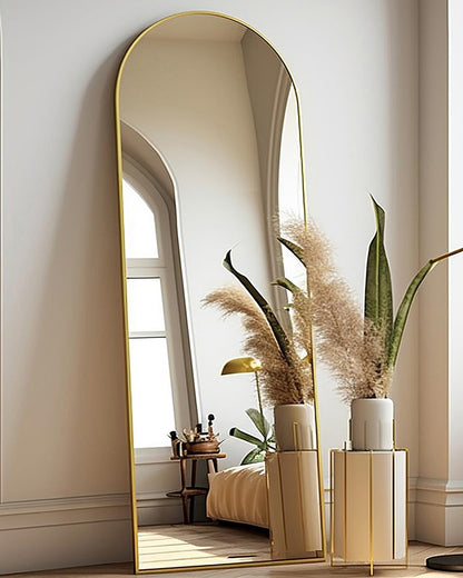 BEVERDY Arched Full Length Mirror - 18"58" Floor & Wall Mounted Mirror for Bedroom & Living Room, Gold