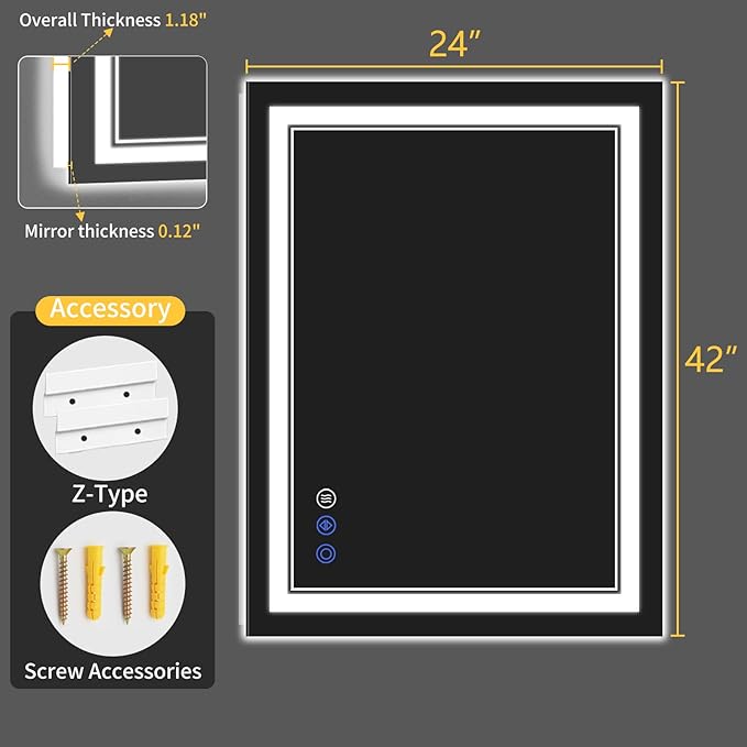 24"x42" LED Bathroom Mirror - Image 9