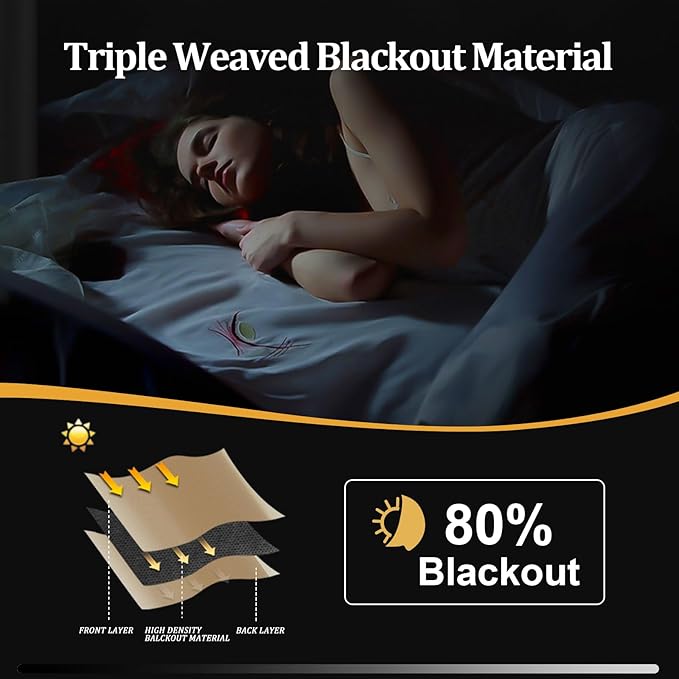 JIUZHEN Blackout Sliding Door Room Divider Curtain, Noise Reducing Window - Image 4