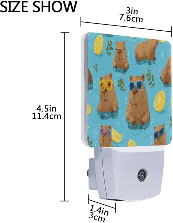 Pigsaly Led Night Light Cute Capybara Lemon Night Light Plug in Wall Lamp Smart - Image 3