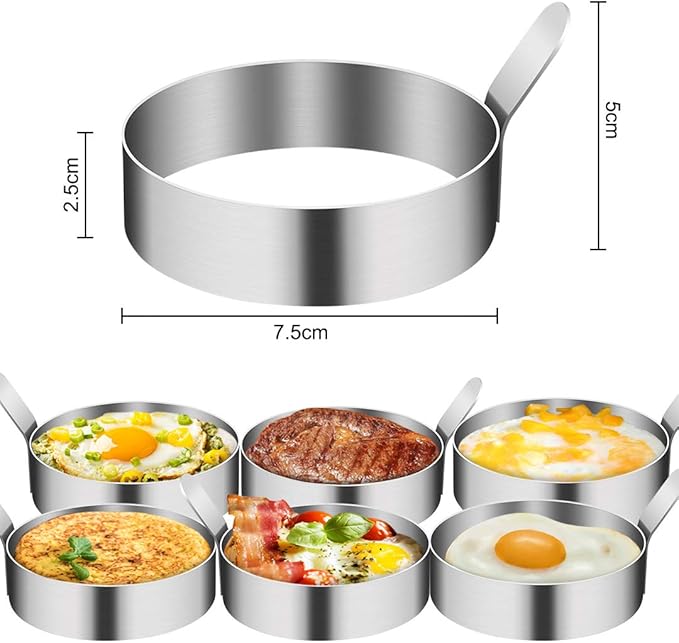 4/6 Pack Egg Ring, 3 Inch Egg Cooking Ring Non Stick Stainless Steel Egg Rings - Image 3