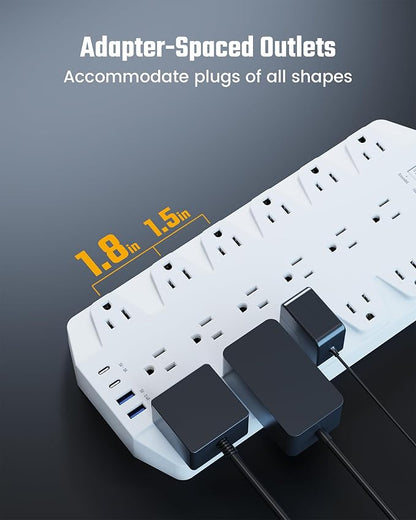 Power Strip Surge Protector, SUPERDANNY 18 Outlets - Image 3