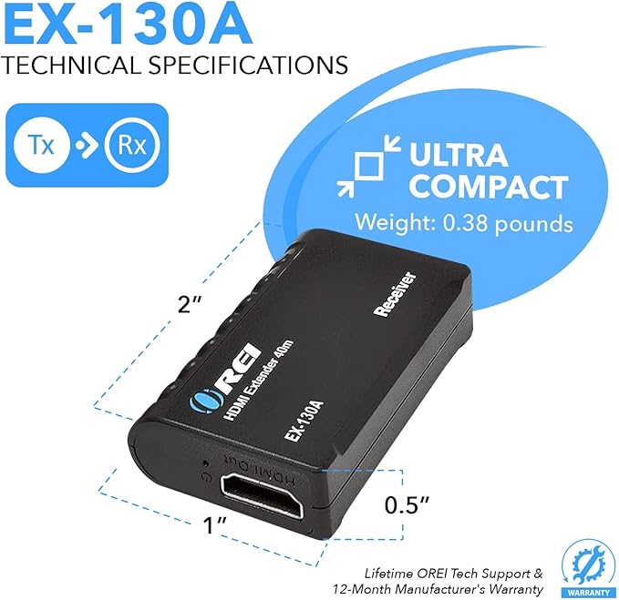 OREI HDMI Over Ethernet Extender– HDMI 1.4 - Image 5