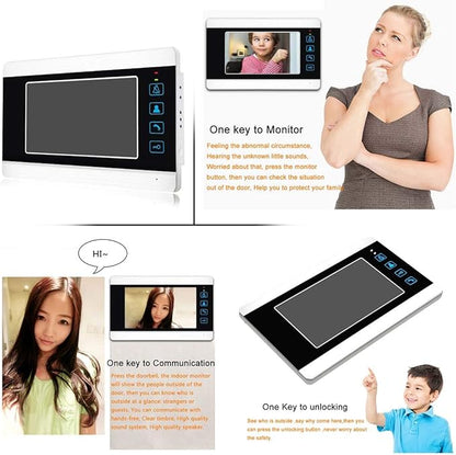 AMOCAM Video Doorbell Intercom System, 7 Inches Alloy Panel Monitor HD Camera - Image 4