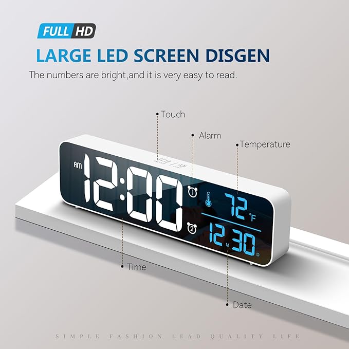 Hournor Digital Clock for Bedroom, Digital Wall Clock for Living Room Decor - Image 2