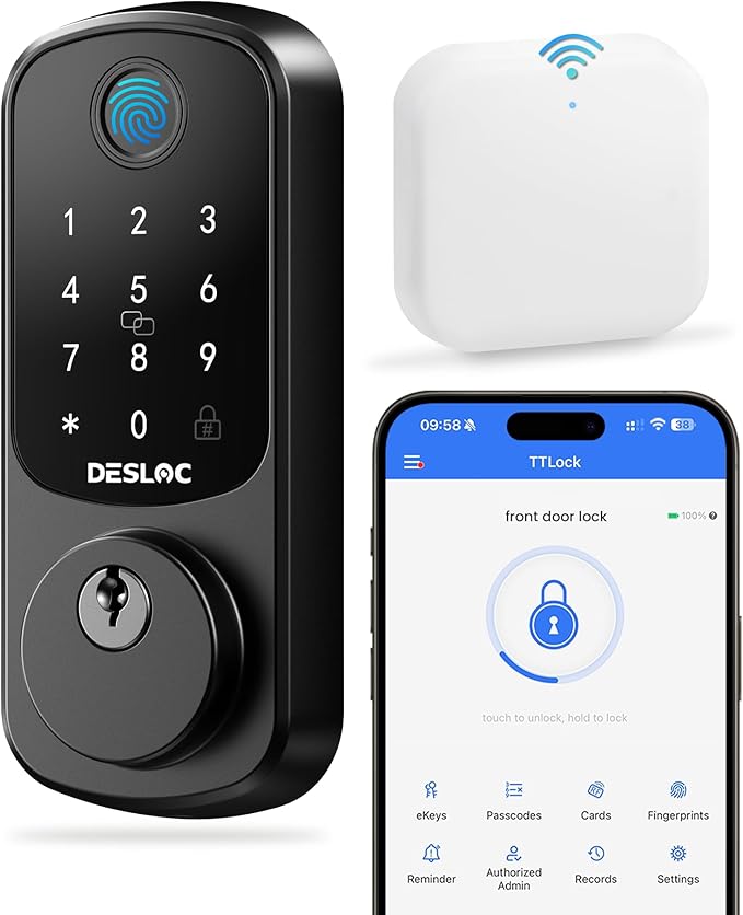 DESLOC Smart Lock B200 WiFi Version, Fingerprint Keyless Entry Door Lock by DESLOC