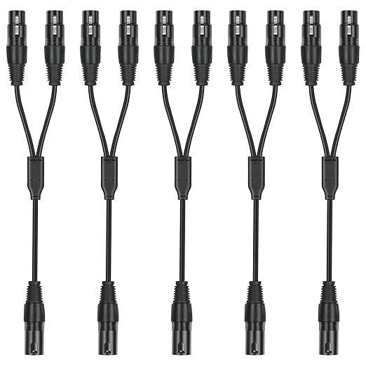 5 Pack XLR Splitter Cable, 1 Maleto 2 Female, 1.5FT Stereo Mic to L&R Audio by SZLliyxs