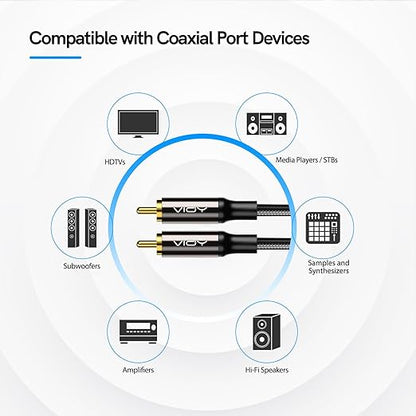 VIOY Coaxial Digital Audio Cable--Subwoofer Cable RCA Male to Male HiFi 5.1 - Image 2