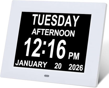 Digital Dementia Alarm Clock 8 inch Large Display, Electronic Calendar Clock by Irednolwwillgiveyouthebest