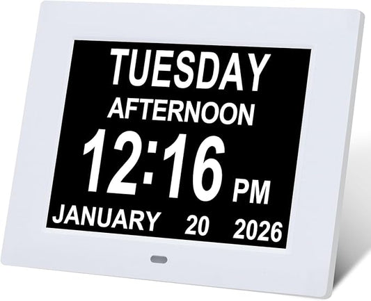 Digital Dementia Alarm Clock 8 inch Large Display, Electronic Calendar Clock by Irednolwwillgiveyouthebest