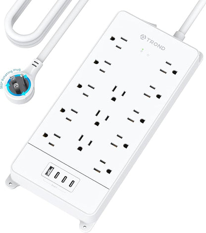 TROND 360° Rotating Flat Plug, Surge Protector Power Strip, 13AC Widely Spaced by TRONDOfficial