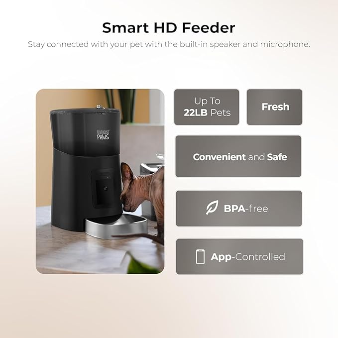 Penthouse Paws Smart HD Automatic Pet Feeder, 6L Dry Food Capacity, 1080p Camera - Image 7