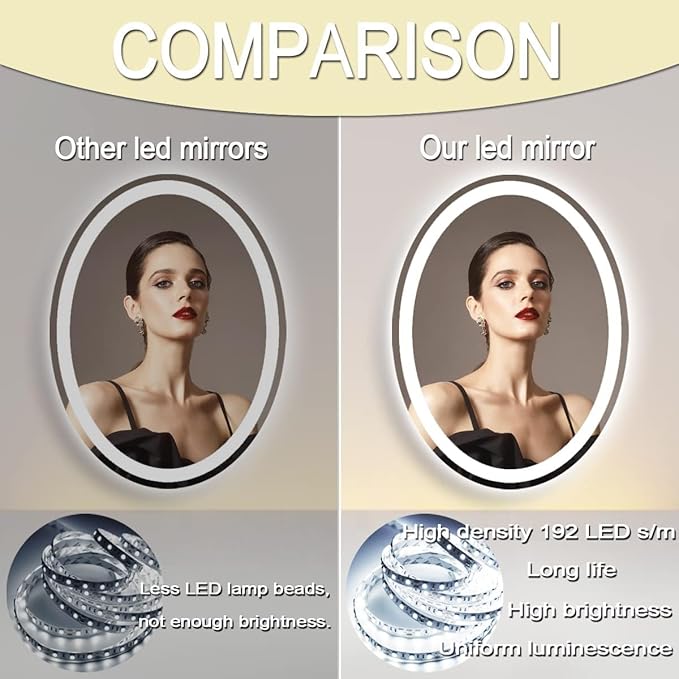 28 x 36 Inch Oval LED Vanity Mirror - Image 6