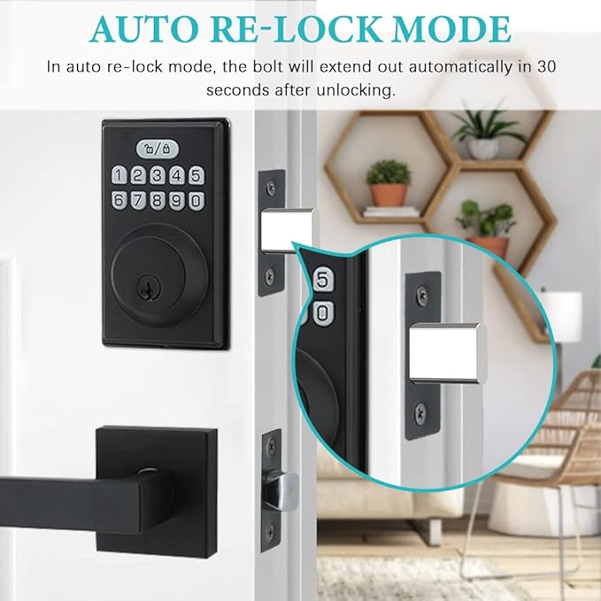 Keyless Entry Door Lock with 2 Handles, Electronic Keypad Deadbolt Front Door - Image 7