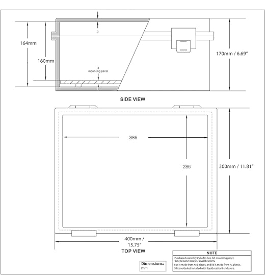 Co. ABS 11.81" x 15.7" x 6.7" Waterproof IP67 Hinged Electronics Distribution - Image 4