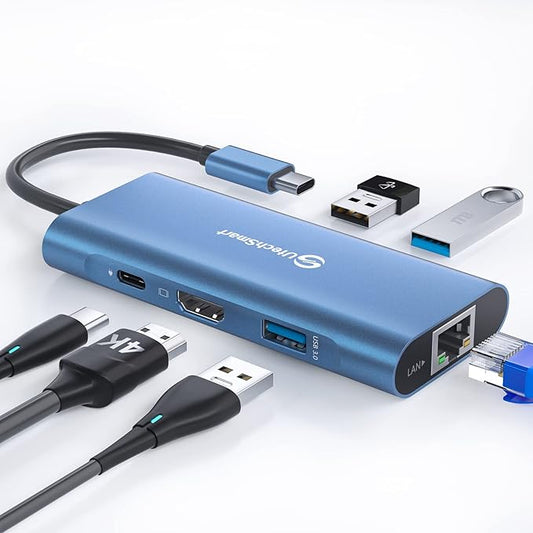 UtechSmart USB C Hub, Ethernet Multiport Adapter 6 in 1 USB C to HDMI Dock by UtechSmart