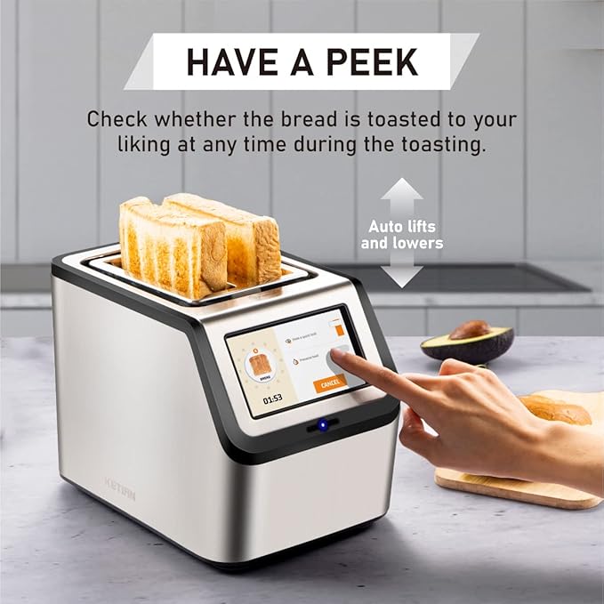 Smart Toaster, KETIAN Touch Screen 2 Slice, High-speed Automatic Settings - Image 4