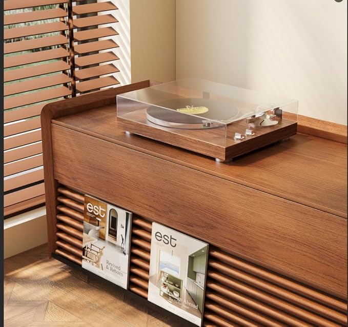 POVISON Fully-Assembled Mid Century Modern TV Stand, 94.49" Wood Media Console - Image 7