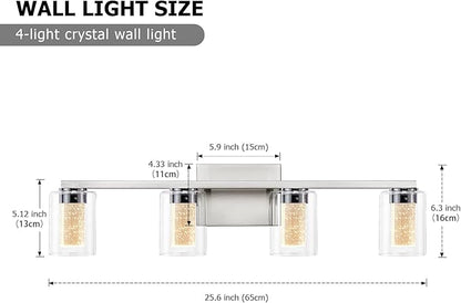 SADENICEL 4-Light Bathroom Light Fixtures, Brushed Nickel, Dimmable LED - Image 2