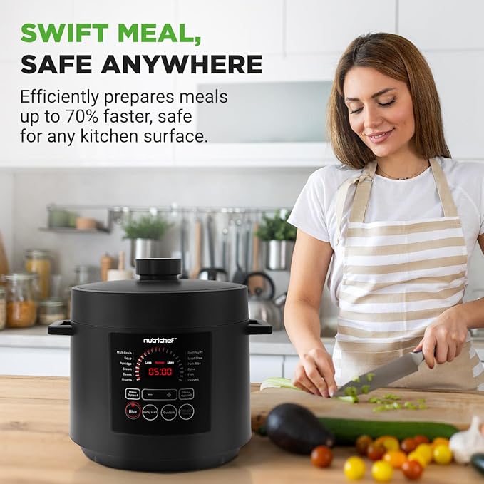 NutriChef Electric Pressure Cooker 6 Quart Capacity | 9 Function Digital - Image 7
