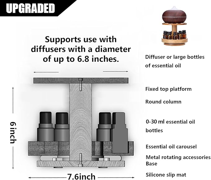 TJ.MOREE Bamboo Diffuser Holder Carousel- 2 Tier Height Increase Rack - Image 2