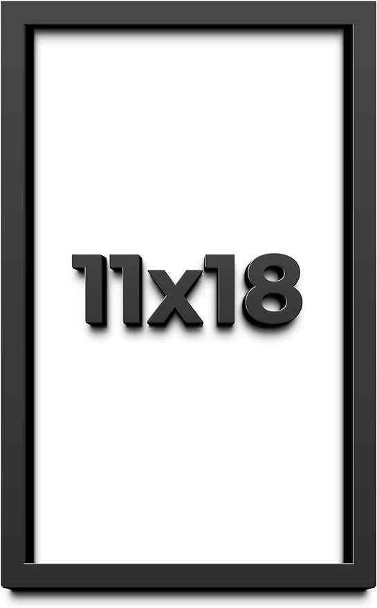 11x18 Shadow Box Frame Black | 1 Inch Deep Solid Wood Shadowbox Display | UV by CustomPictureFrames