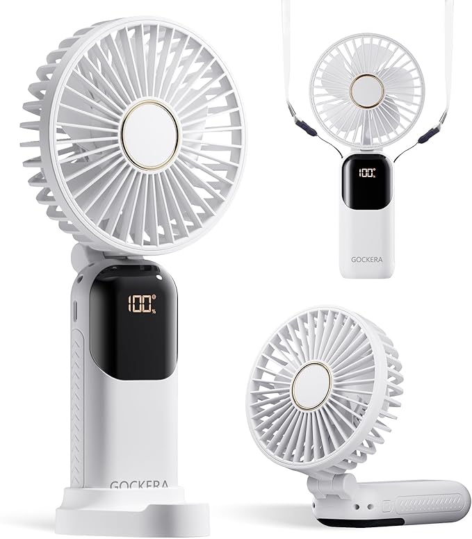 GOCKERA Portable Fan, 4200mAh Battery Operated Fan, 5 Speeds&Digital Display by GOCKERA
