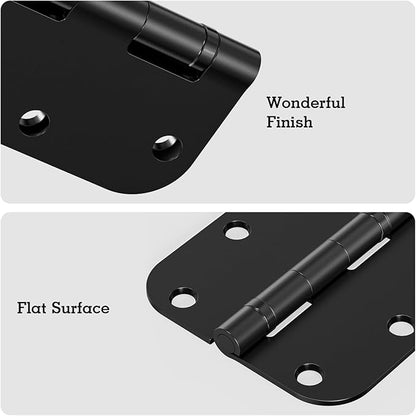 3 Pack Rounded Matte Black Door Hinges 3.5 Inch 5/8" Radius No Squeak Ball - Image 3