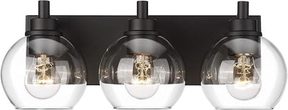 METWET Bathroom Light Fixtures, 3-Light Matte Black Vanity Light, Modern Wall by Metwet