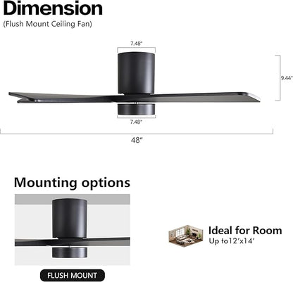 WINGBO 48 Inch Flush Mount DC Ceiling Fan - Image 4