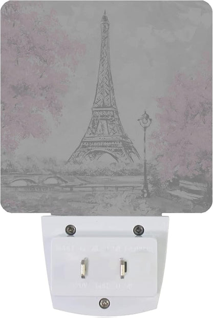 Smoaffly Eiffel Tower Paris Pink Flower Night Light Plug-in LED Nightlights - Image 3