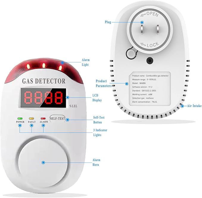 Gas Alarm，Propane detectors for Home，Gas Alarm Detector for Home，Plug-in & - Image 2