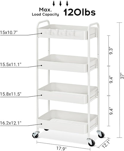 TOOLF 4-Tier Metal Rolling Cart - Image 7