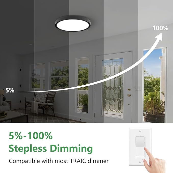 15.8 Inch Dimmable LED Flush Mount Ceiling Light, 3000K/3700K/4000K/5000K/6000K - Image 3
