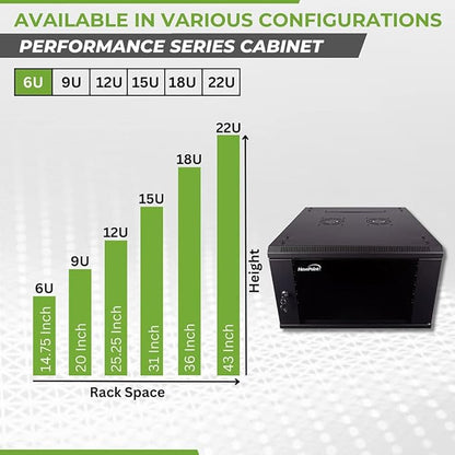 NavePoint 6U Server Cabinet Wall Mount Rack Enclosure Includes 2 Fans, Locking - Image 3