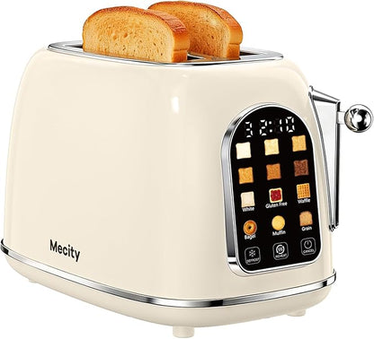 Mecity Toaster 2 Slice, Touch Screen Wide Slot Retro Toaster by Mecity
