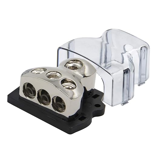 RKURCK 3 Way Power Distribution Block, 0/2/4 AWG Gauge in, 4/8/10 Gauge Out - Image 2