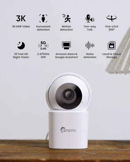 3K Indoor Security Camera 2 Pack, 360° Pan/Tilt WiFi Camera - Image 8