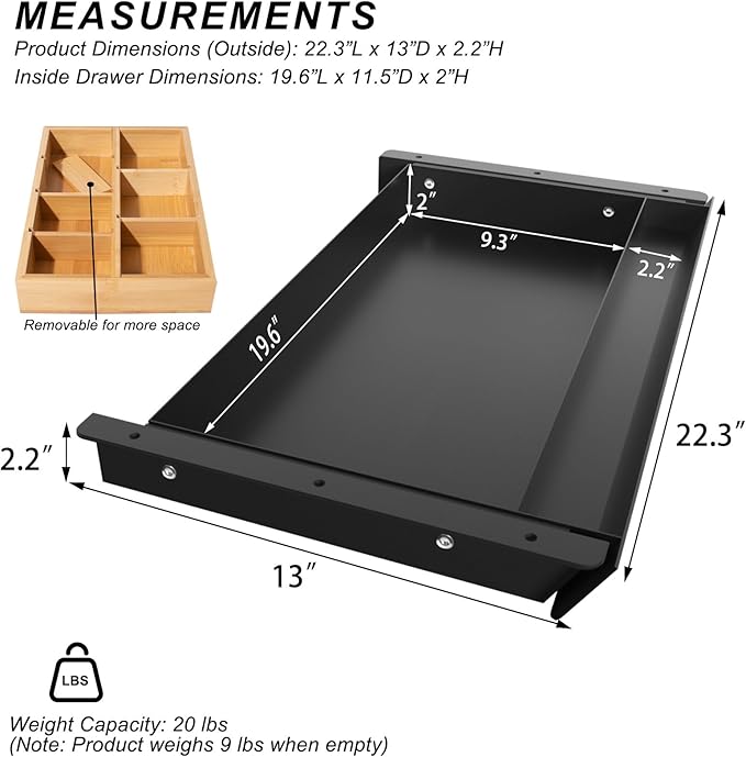 Large Under Desk Mounted Sliding Drawer - Image 2