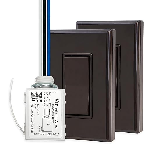 RunLessWire 3-Way Battery-Free DIY Wireless Light Switch Kit 150ft RF Range by RunLessWire