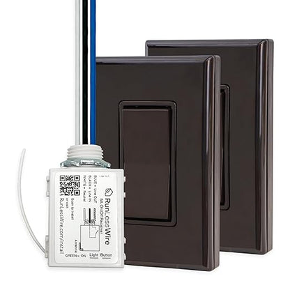 RunLessWire 3-Way Battery-Free DIY Wireless Light Switch Kit 150ft RF Range by RunLessWire