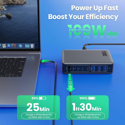 USB C Charger 300W USB C Charger Block, 8-Ports GaN IV Fast Charging Station Hub - Image 2