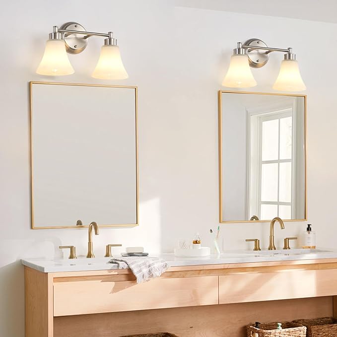 LOUSACE 2 Light Bathroom Vanity Light Brushed Nickel Bathroom Lighting Fixtures - Image 4