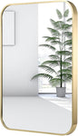 22x30 Inch Gold Bathroom Mirror, Brushed Gold Metal Framed Rectangular Mirror by JENBELY