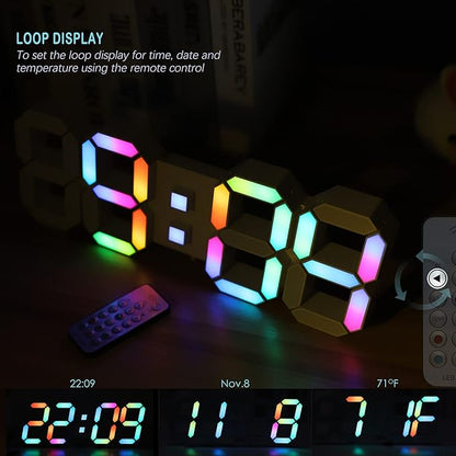 KOSUMOSU LED Wall Clock 15" RGB Digital LED Clock - Image 6